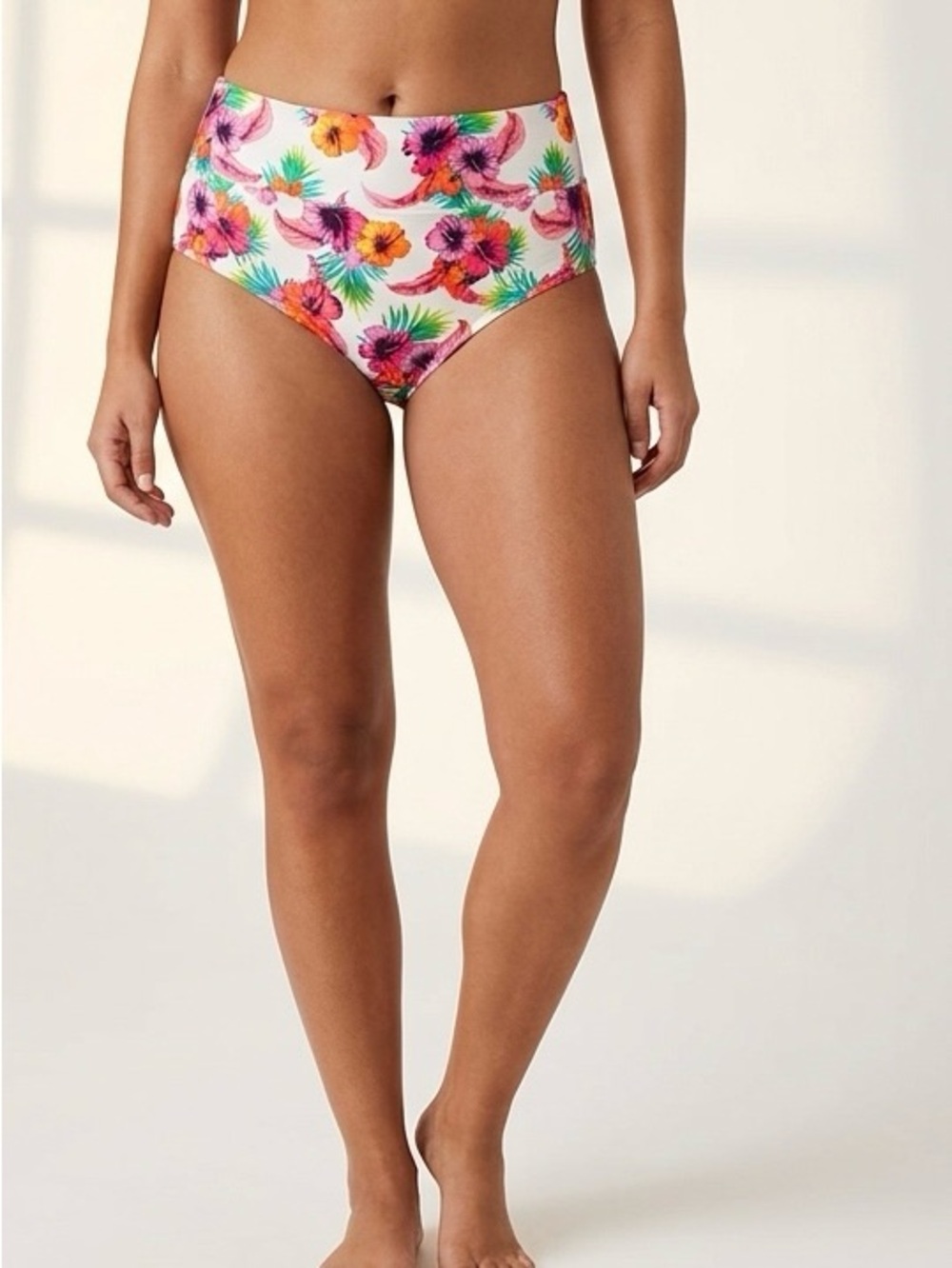 PINK Active Victorias Secret Tropical Hibiscus High Waisted Bikini Bottom XL